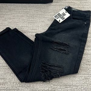 The Rockn Rev Stop Playin’ Distressed Mom Jeans in Black 🆕